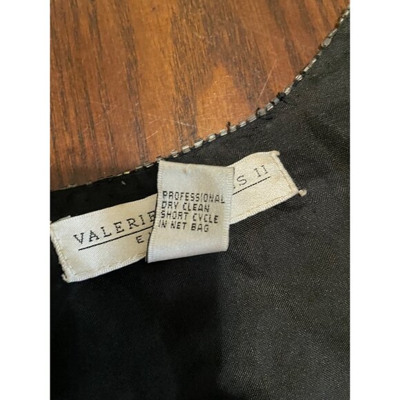 Valarie Stevens Evening black Gold & Silver Beaded Silk Cardigan Vintage 22 - Picture 10 of 15